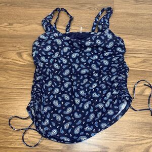 Lands' End Tankini Swim Top Women's 12 Blue Paisley